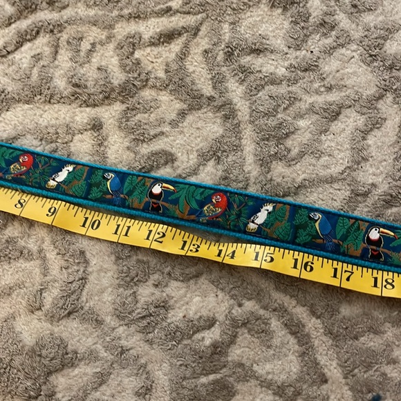 Tropical Bird Ribbon & leather brass buckle belt size 38 - Picture 7 of 9